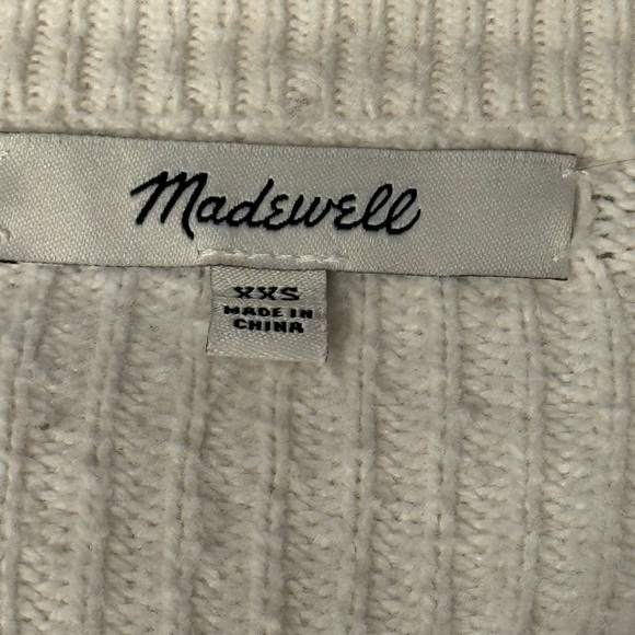 Madewell Cream Crew Neck Ribbed Cropped Long Sleeve Knit Cozy Pockets Sweater - Picture 7 of 8